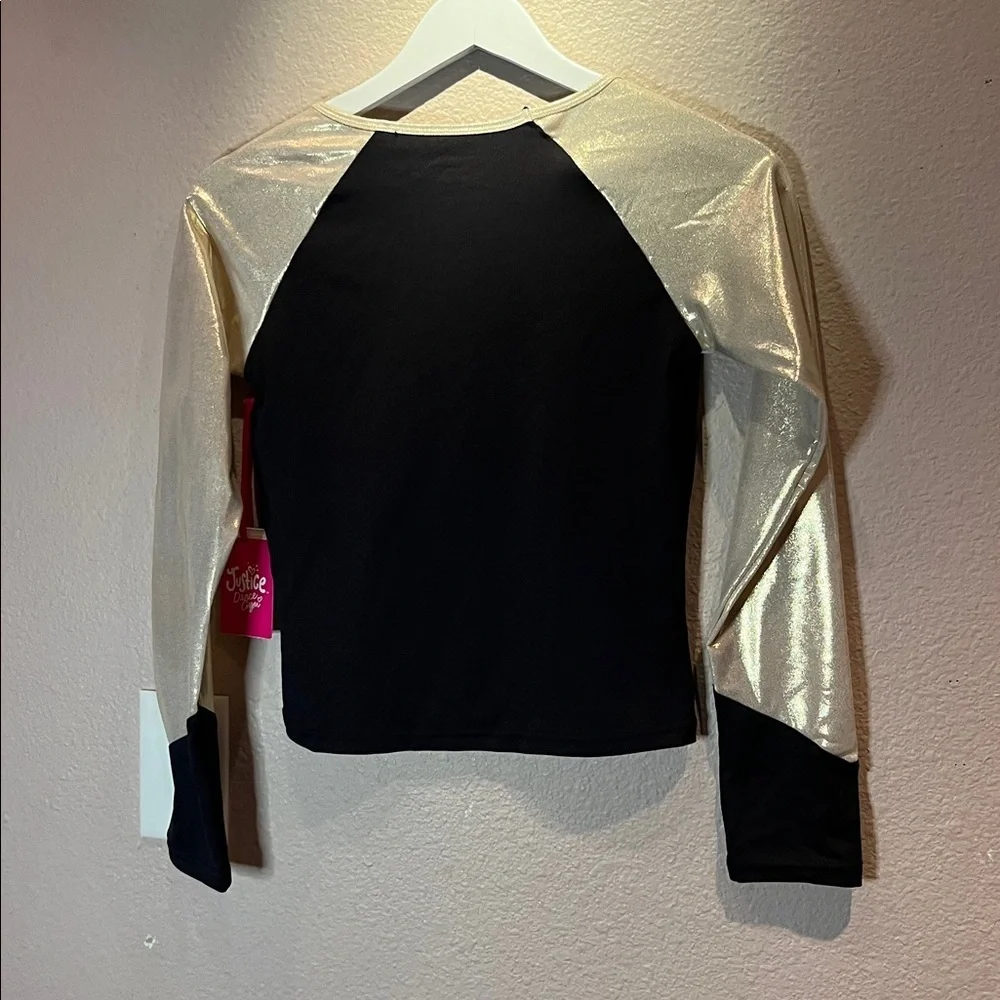 New Justice Girls Long Sleeve Cheer Dance Gymnastics Top Size X Large NWT